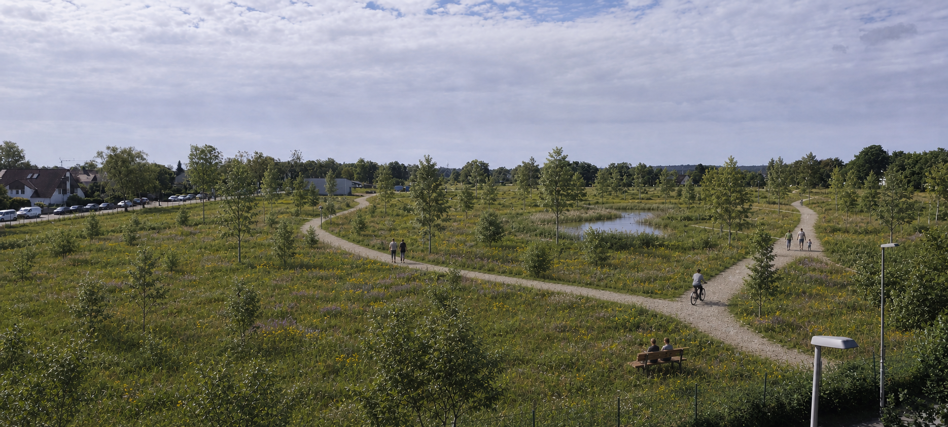 Fotomontage des gewachsenen Rütgers-Parks im Jahr 2040